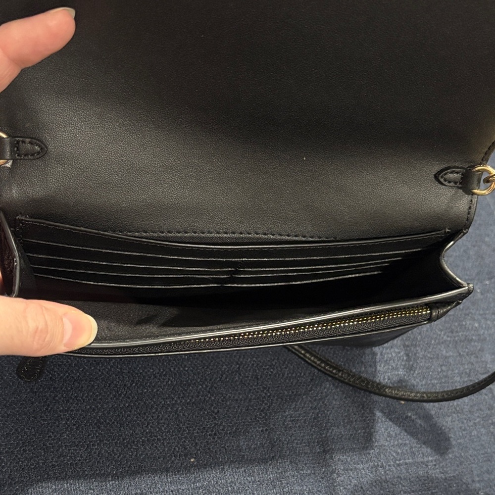 COACH Black Pebbled Leather Crossbody Bag with Gold Logo - Picture 2 of 4